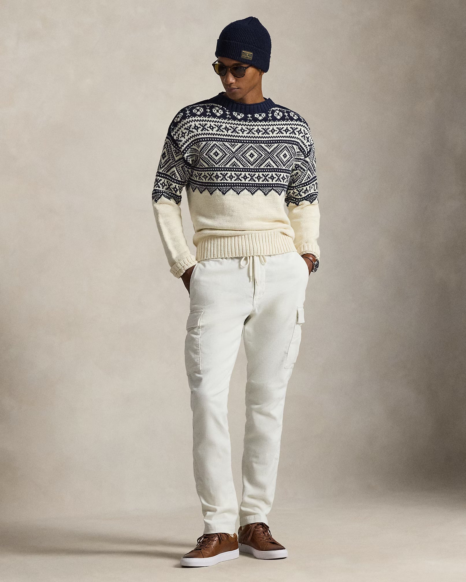 Jersey af bomuld og cashmere med print