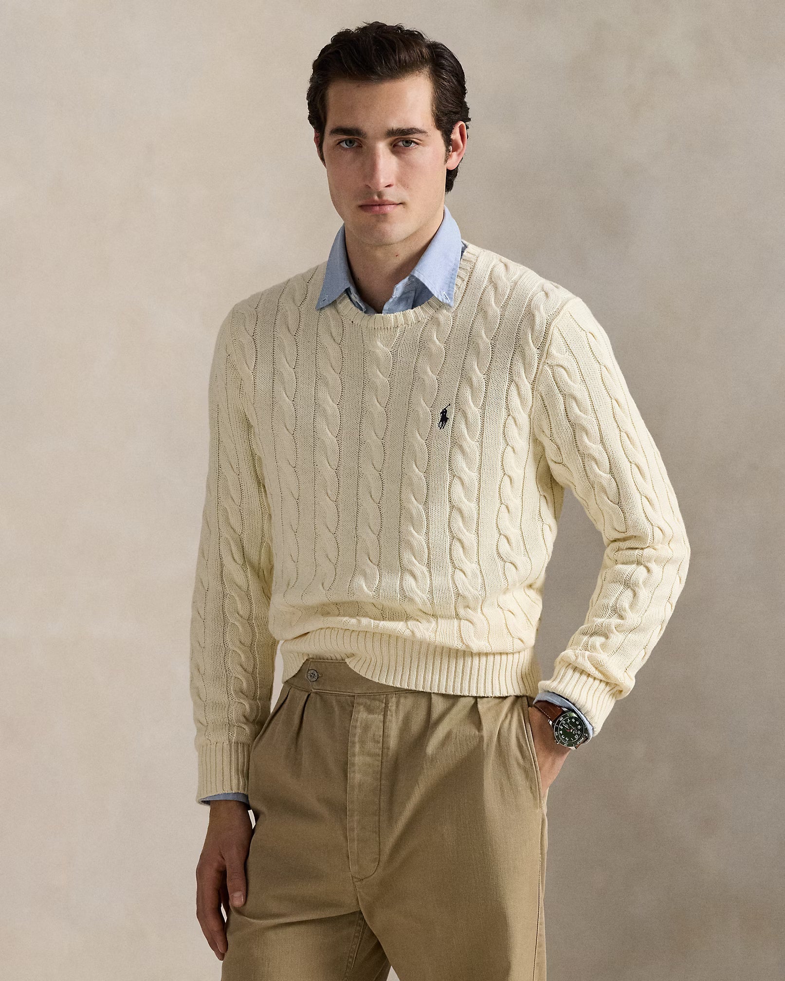 Jersey de algodón tejido con cable