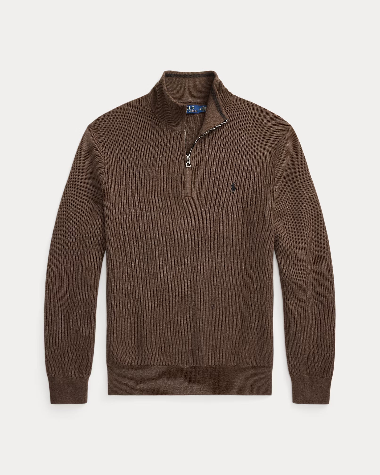 Jersey af bomuldsstrik med kvart lynlås