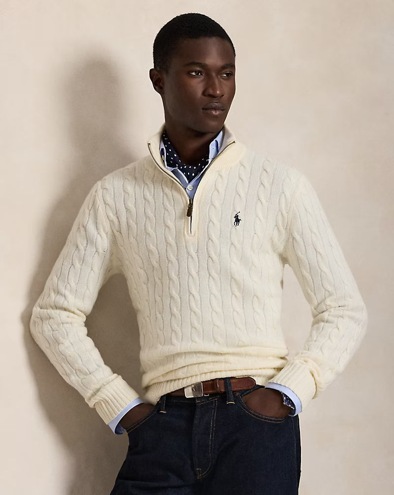 Woll- und Kaschmirpullover mit geflochtenem Strick
