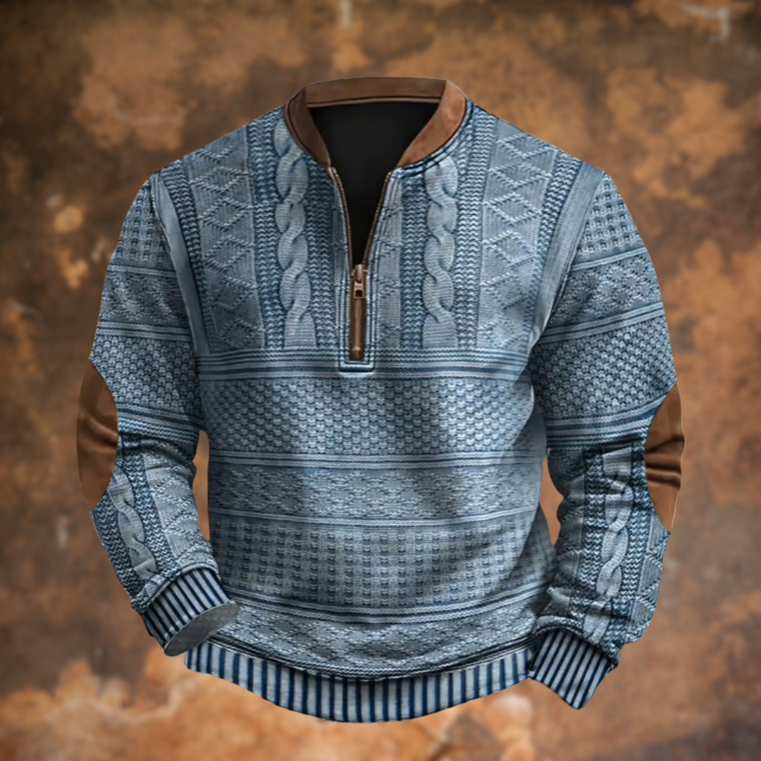 Witomir™ | Strickpullover mit halbem Reißverschluss und Verstärkungen