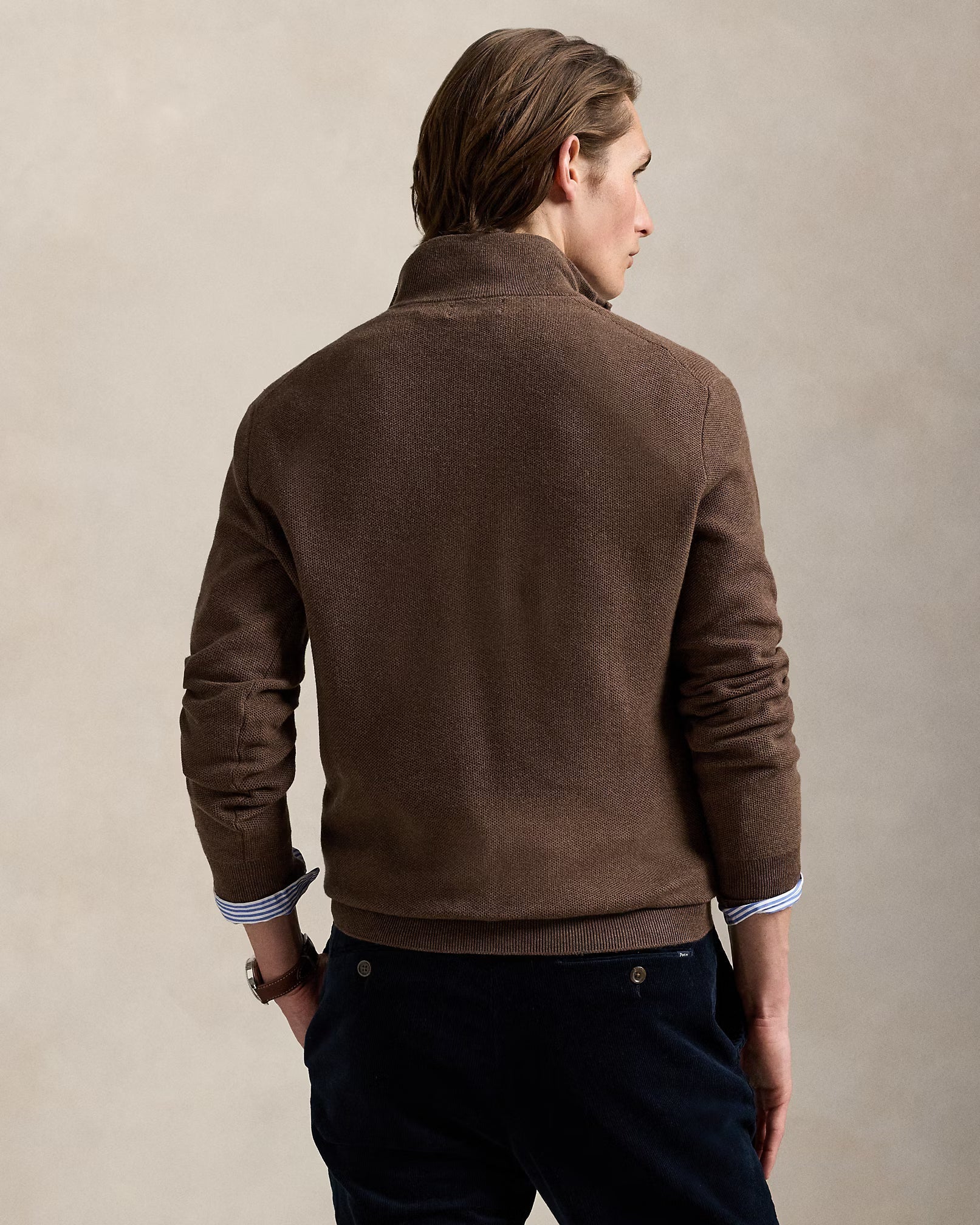 Strickpullover aus Baumwolle mit Viertelreißverschluss