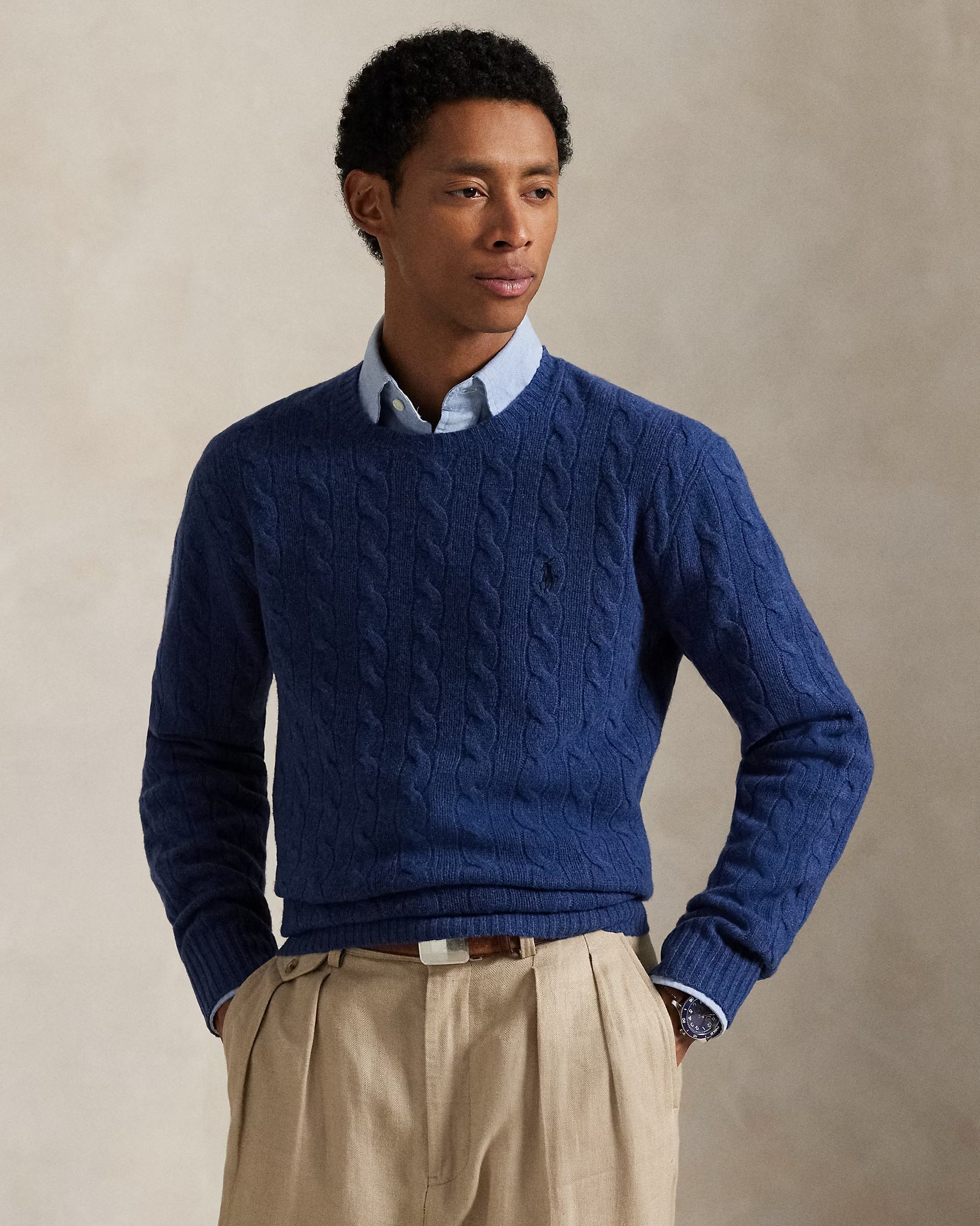 Woll- und Kaschmirpullover mit Kabelstrick