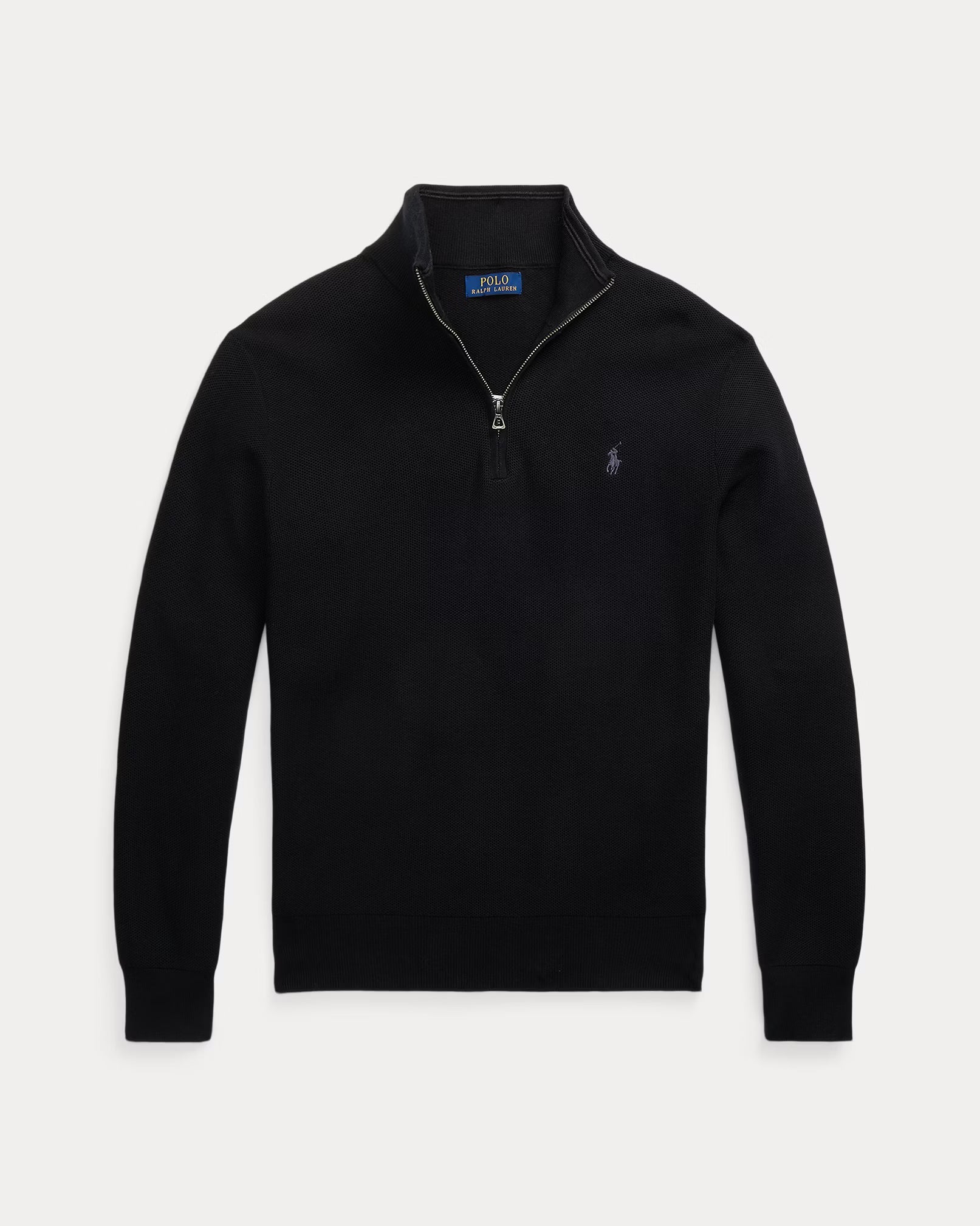 Baumwollstrickpullover mit Viertelreißverschluss