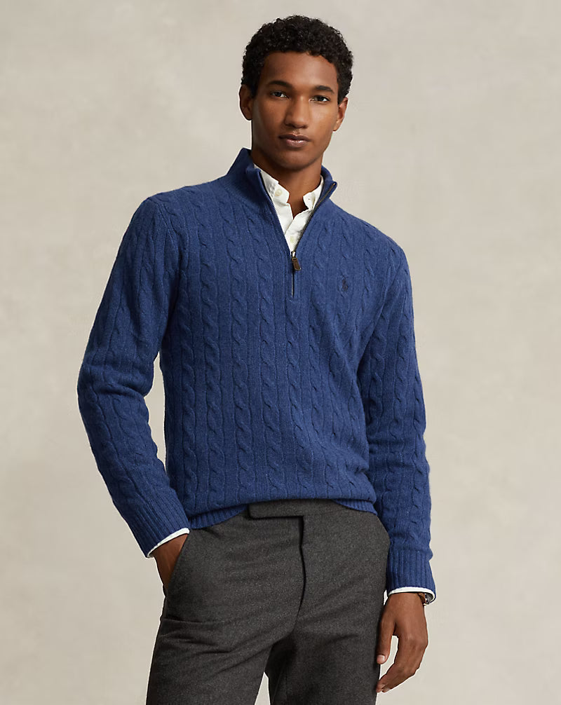 Strickpullover aus Wolle und Kaschmir mit Zopfmuster