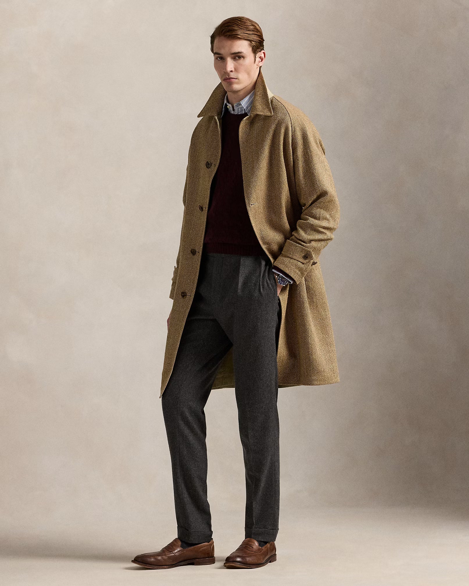 Uld- og cashmere-striktrøje med kabelmønster