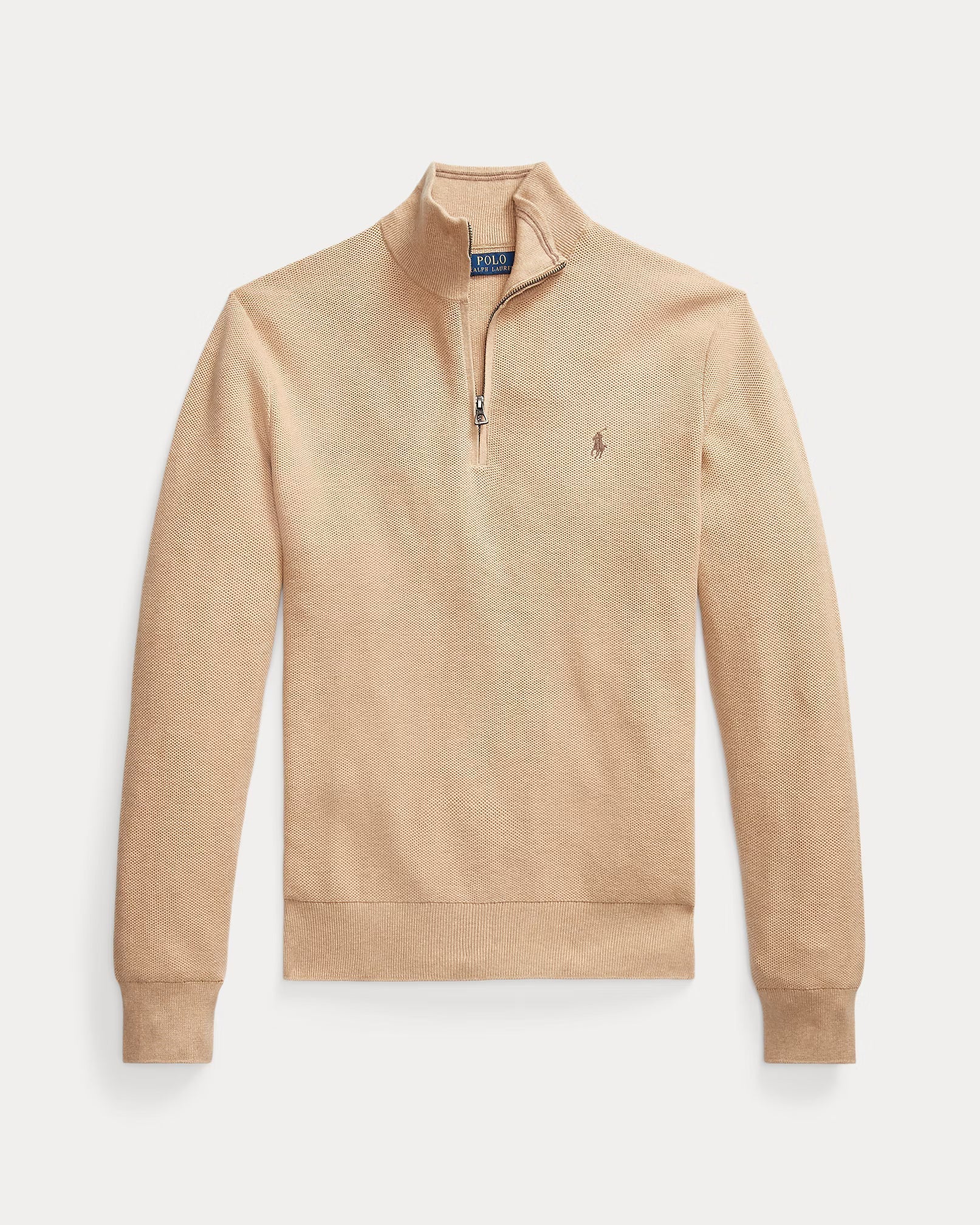 Jersey aus Baumwolle mit Mesh-Strick und ¼ Reißverschluss