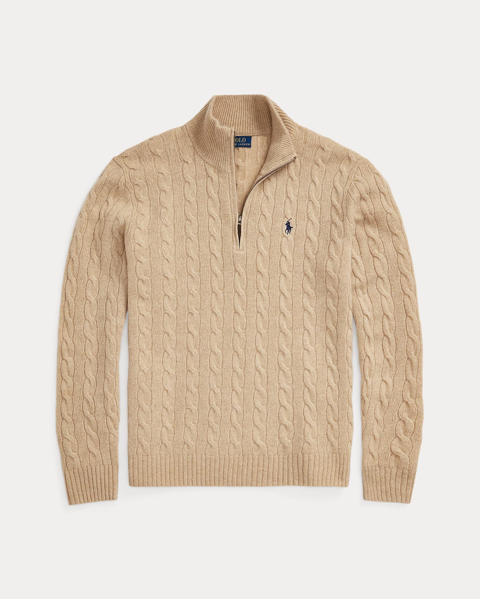 Uld- og cashmere sweater med flettet strik