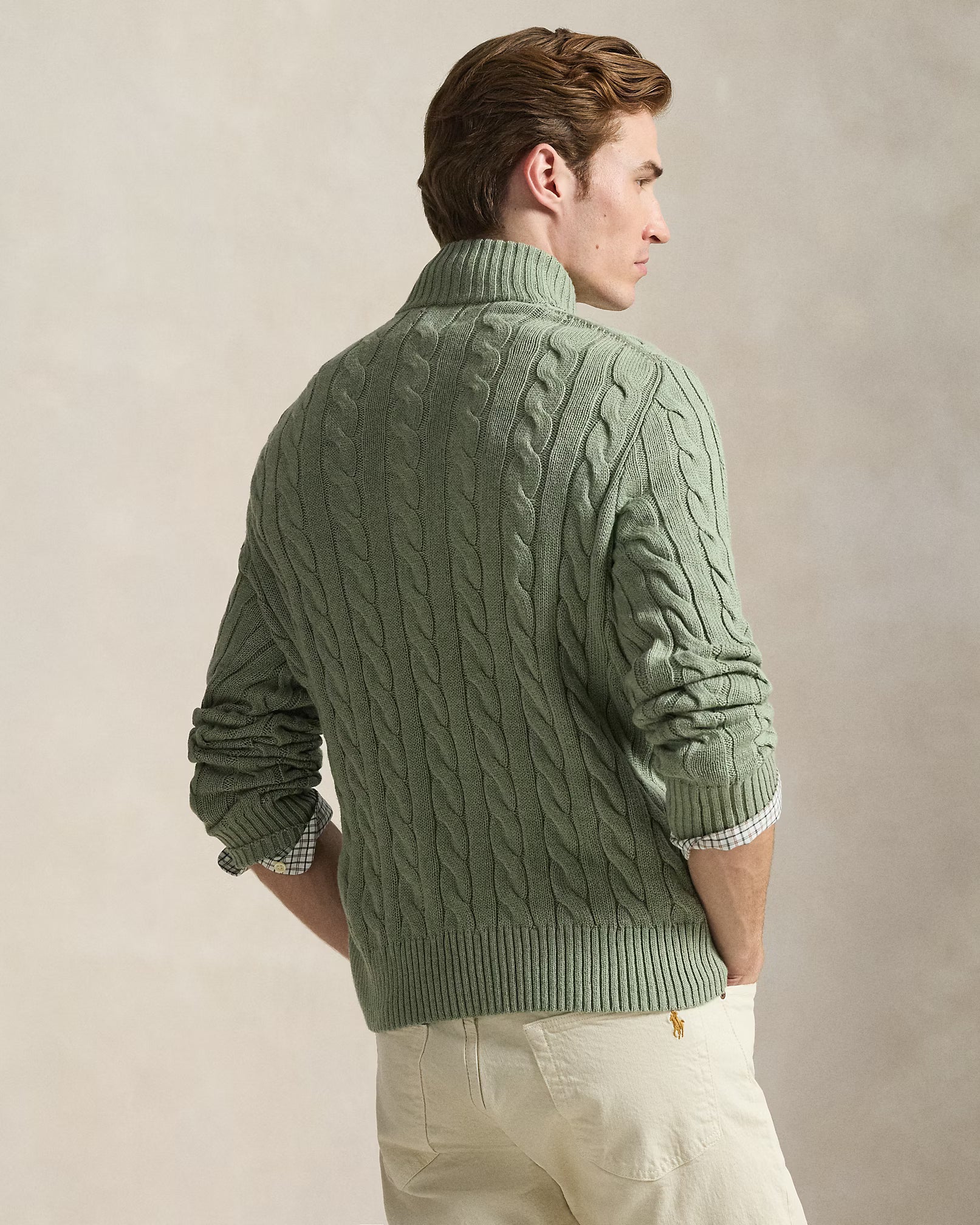 Baumwollpullover mit Reißverschluss bis zur Brust