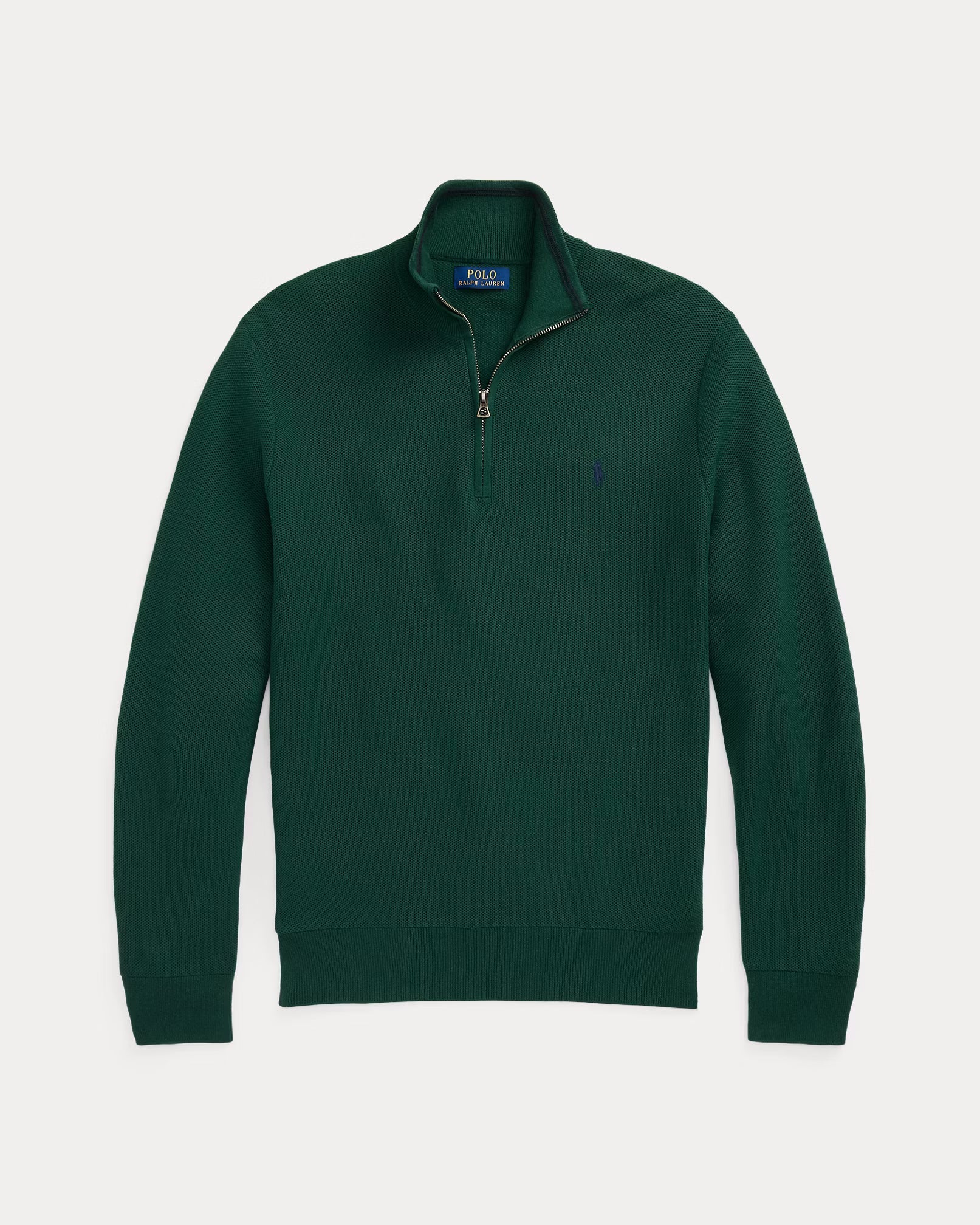 Baumwollstrickpullover mit Viertelreißverschluss