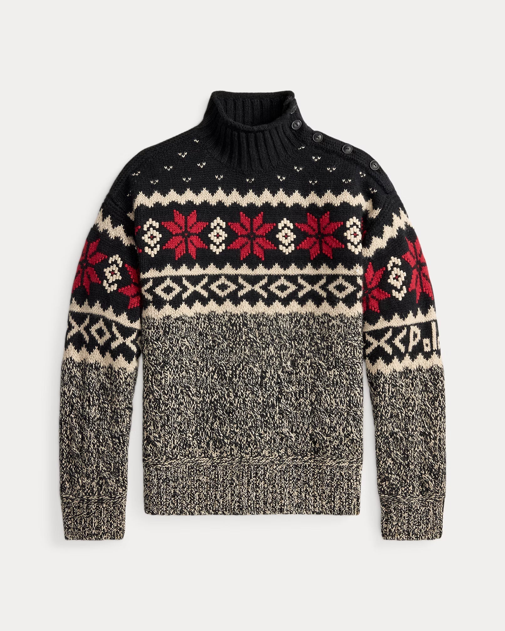 Højhalset sweater i uldblanding med snefnug