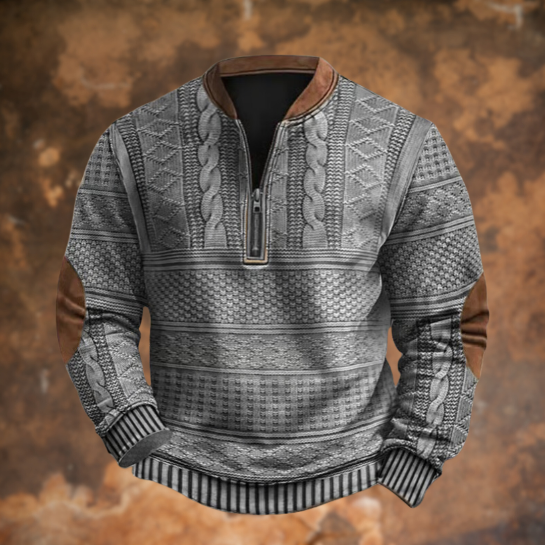 Witomir™ | Strickpullover mit halbem Reißverschluss und Verstärkungen