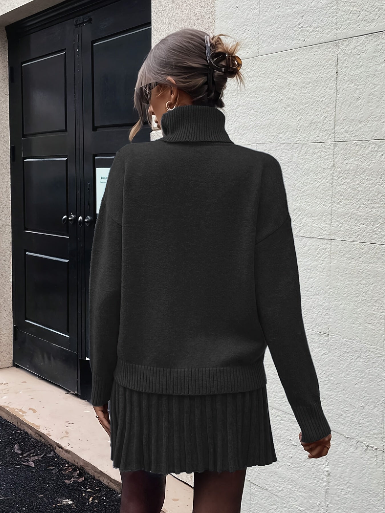 Wiesława™ | Strickset mit Rollkragen und Midirock