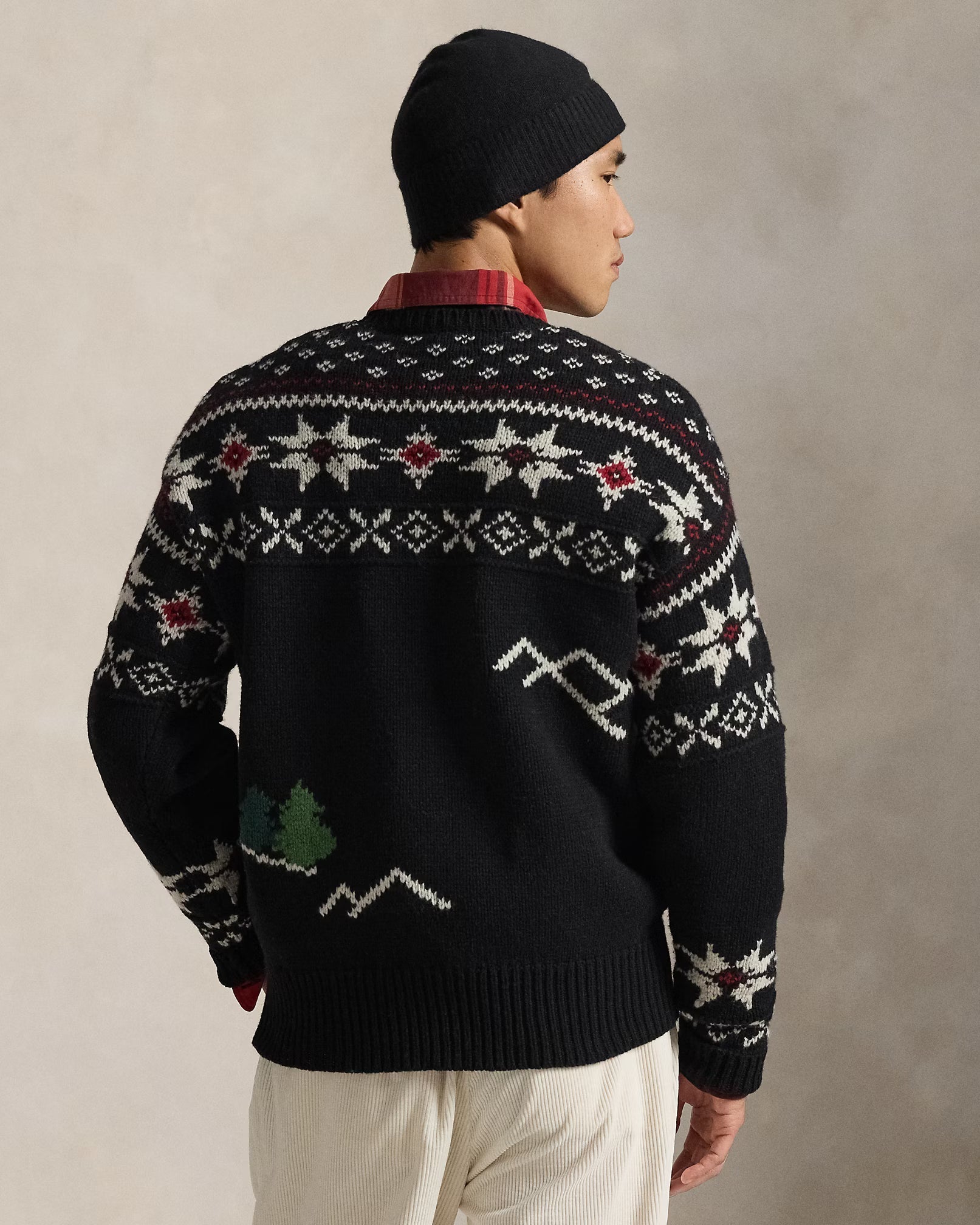 Wollpullover mit Skifahrer-Motiv