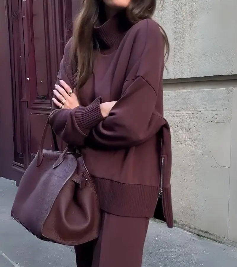 Agnieszka™ | Weicher Zweiteiliger Set mit Rollkragen und Lockeren Hosen