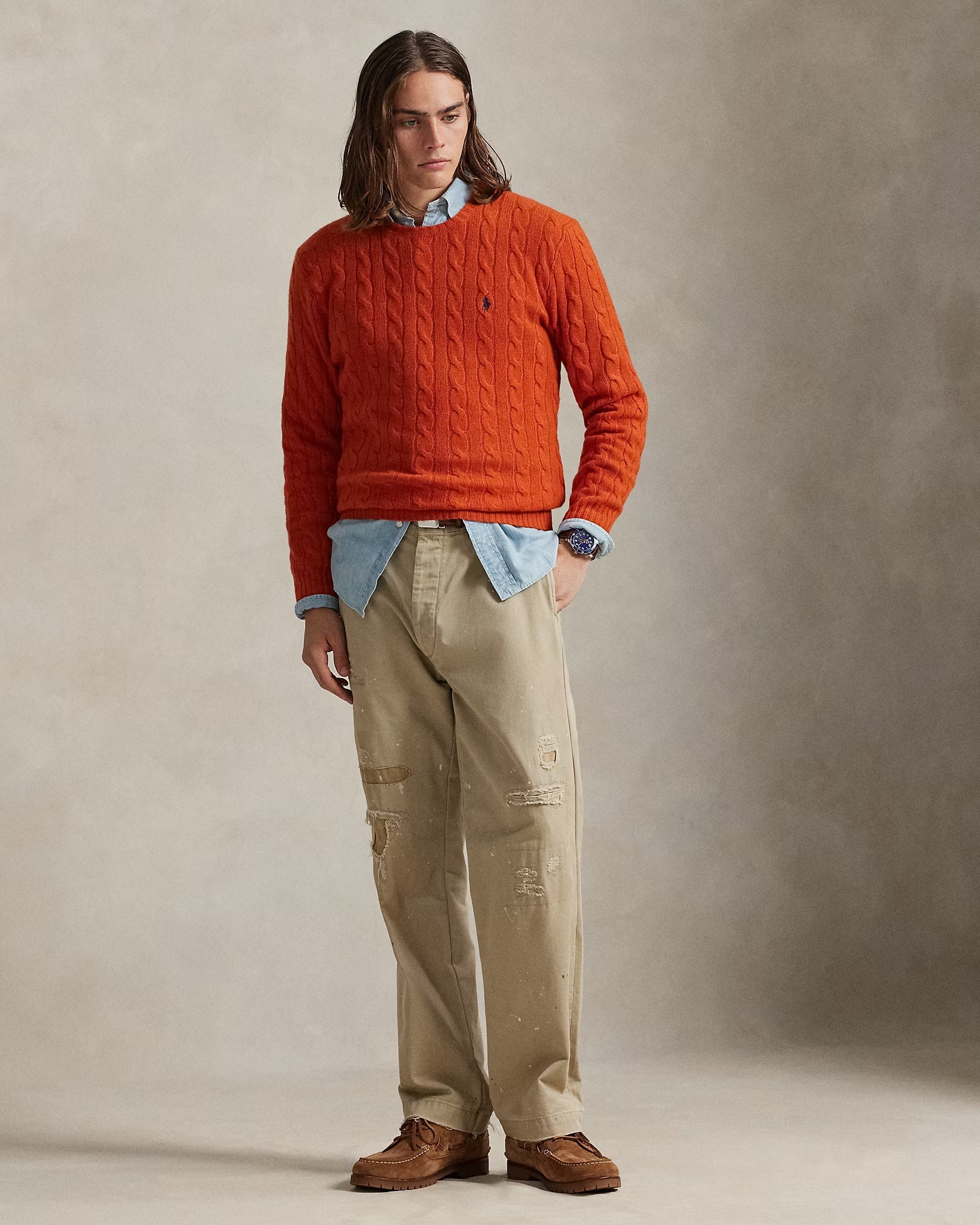 Strickpullover aus Wolle und Kaschmir mit Kabelmuster