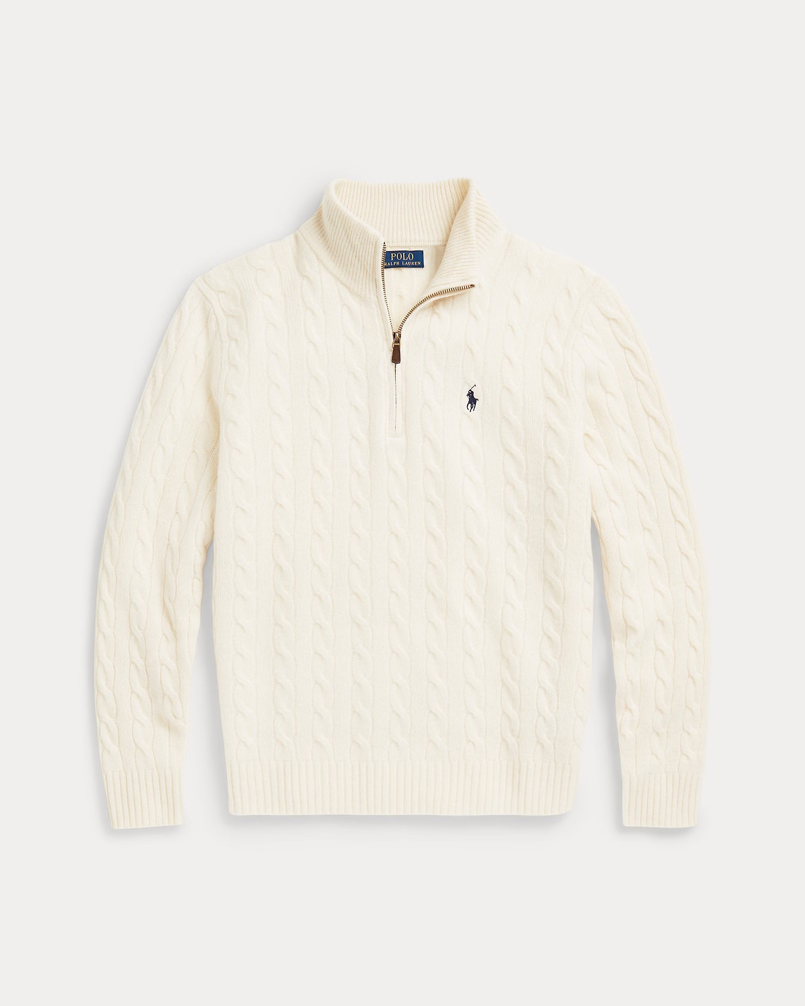 Uld- og cashmere sweater med flettet strik