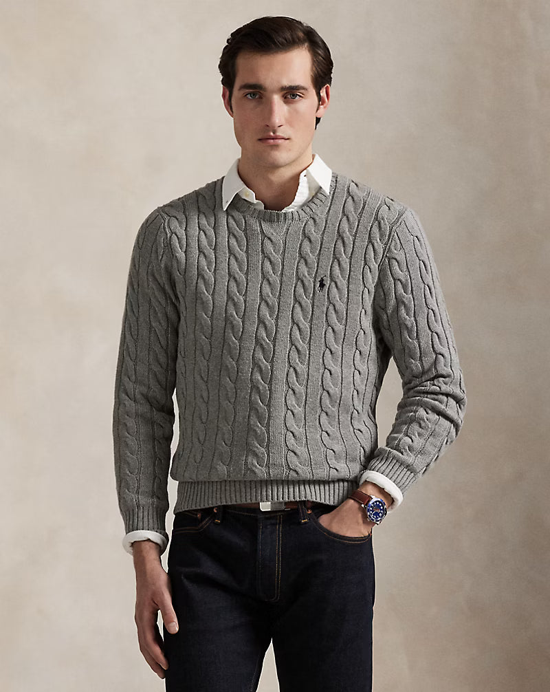 Strickpullover aus Baumwolle mit Kabelmuster