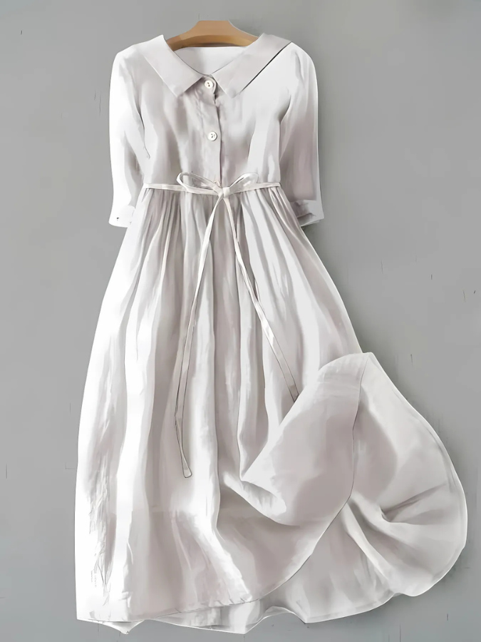 Witkaé™ | Elegantes Kleid mit kurzen Ärmeln und geschnürtem Taillenbund