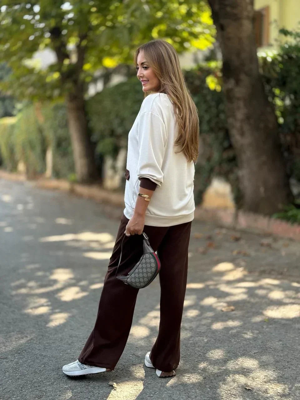 Jarosława™ | Zweifarbige Kombination mit Cardigan und Modal-jersey-Hose