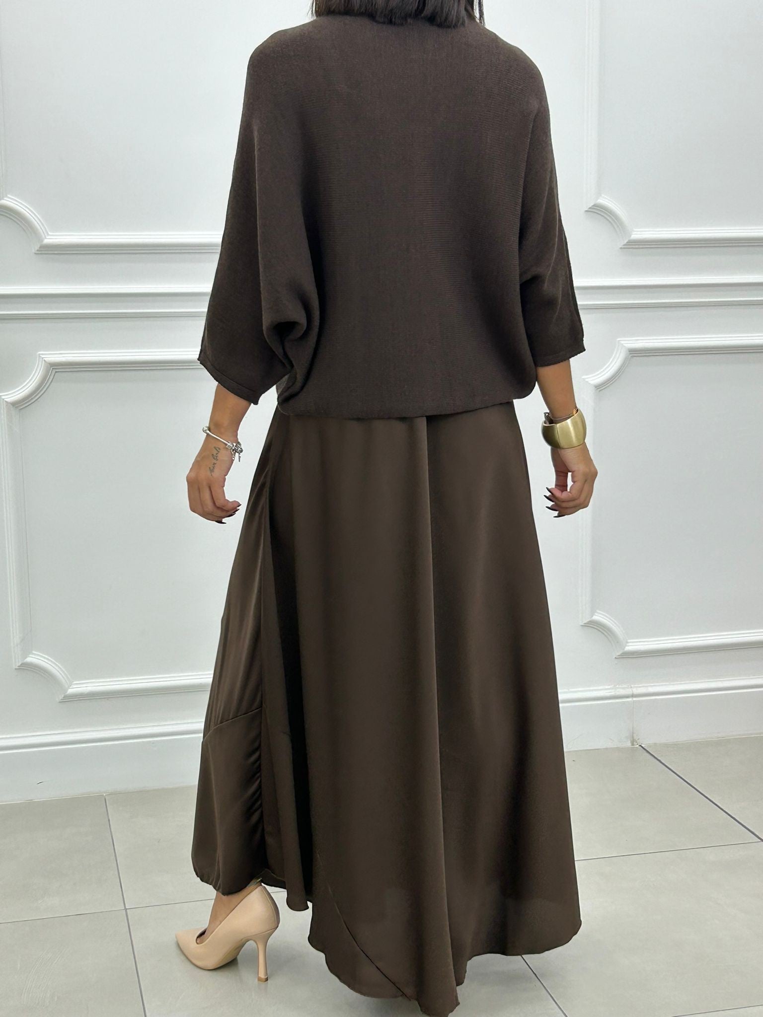 Elżbieta™ | 2-in-1 Set mit Langem Kleid und Asymmetrischem Pullover