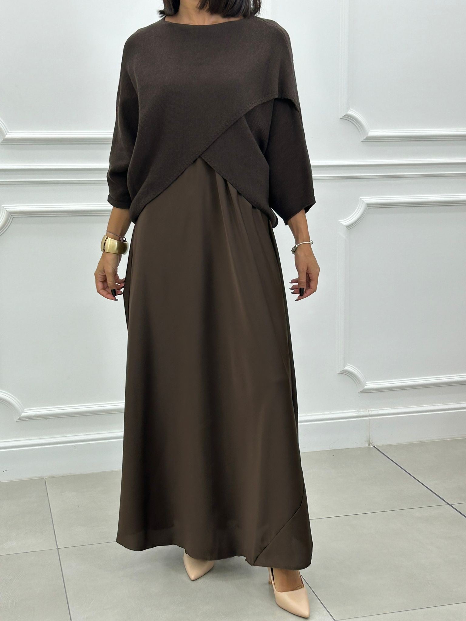 Elżbieta™ | 2-in-1 Set mit Langem Kleid und Asymmetrischem Pullover