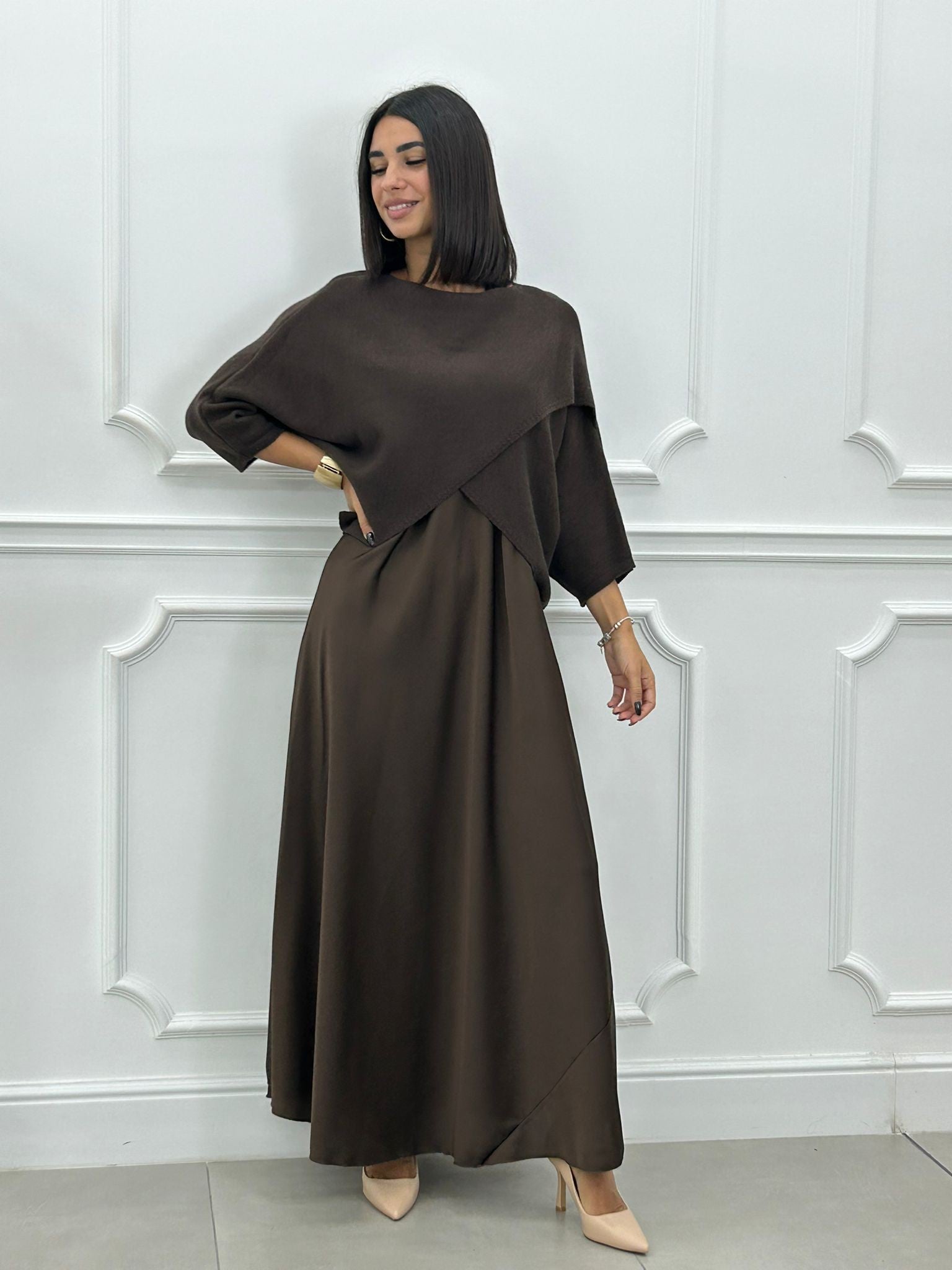 Elżbieta™ | 2-in-1 Set mit Langem Kleid und Asymmetrischem Pullover