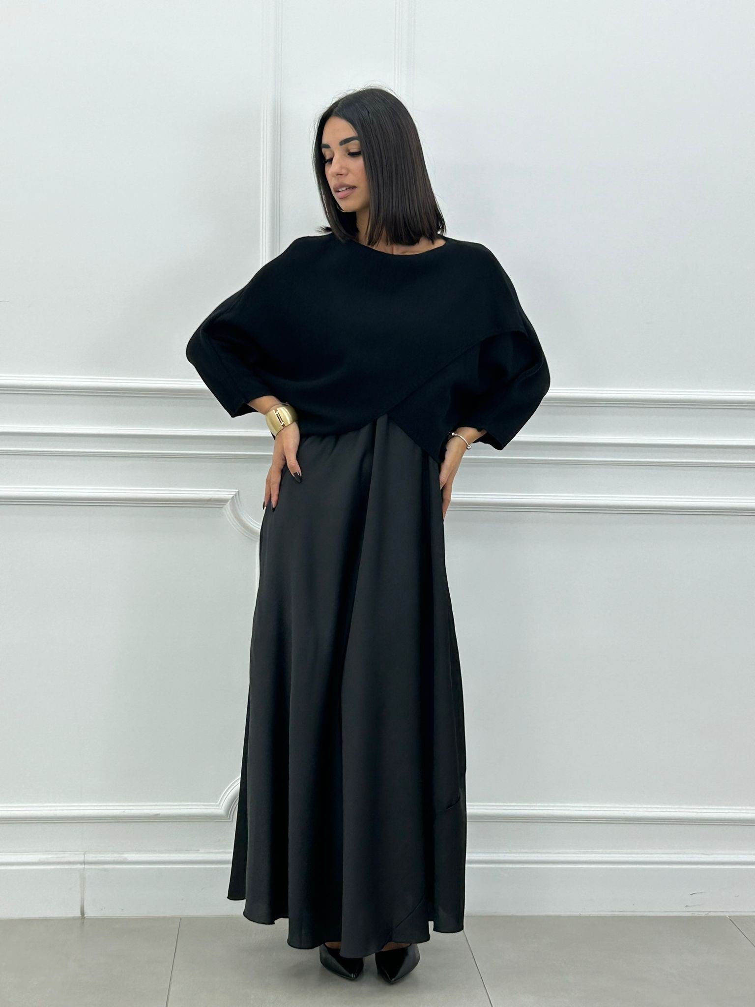 Elżbieta™ | 2-in-1 Set mit Langem Kleid und Asymmetrischem Pullover