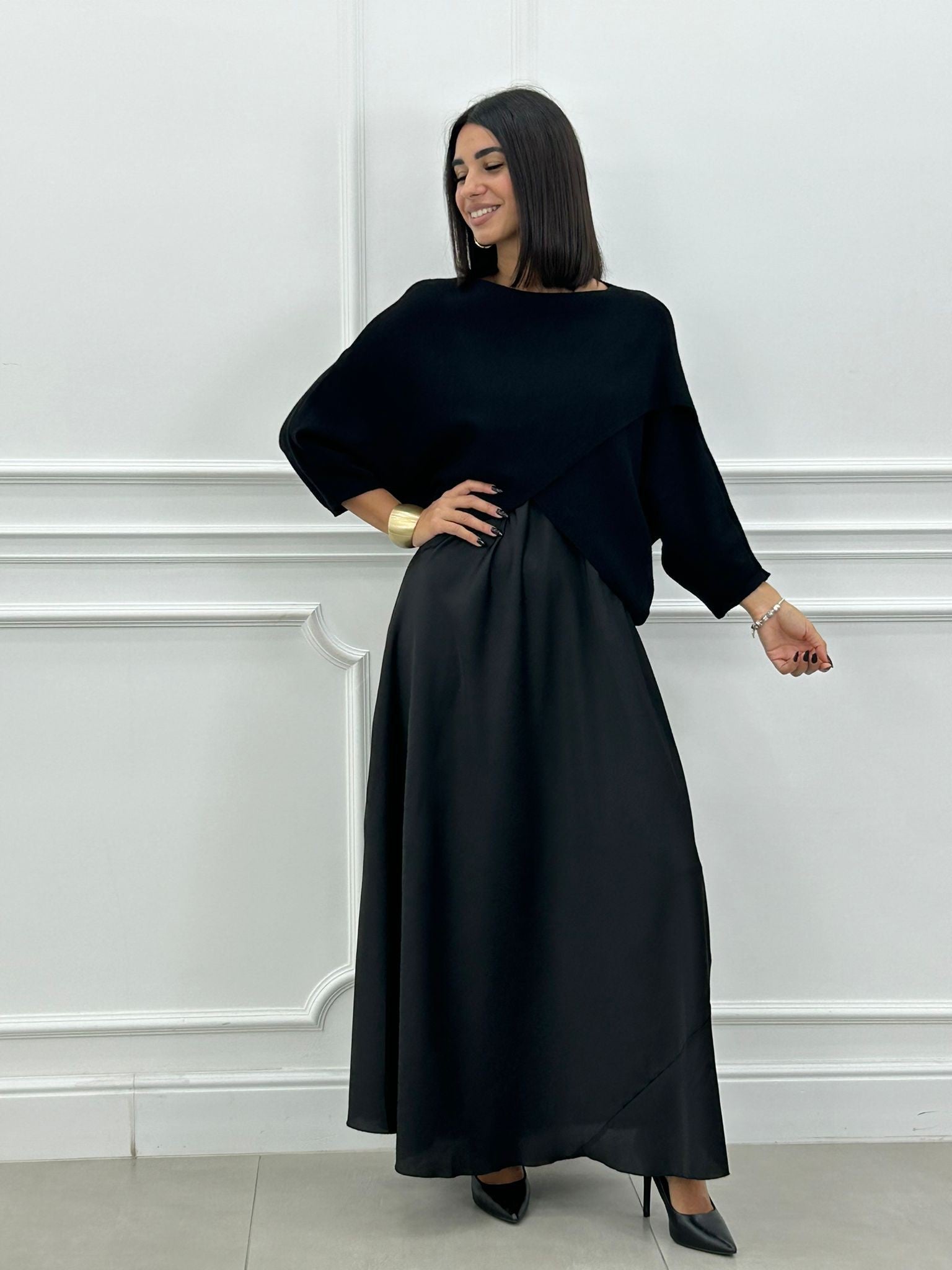 Elżbieta™ | 2-in-1 Set mit Langem Kleid und Asymmetrischem Pullover